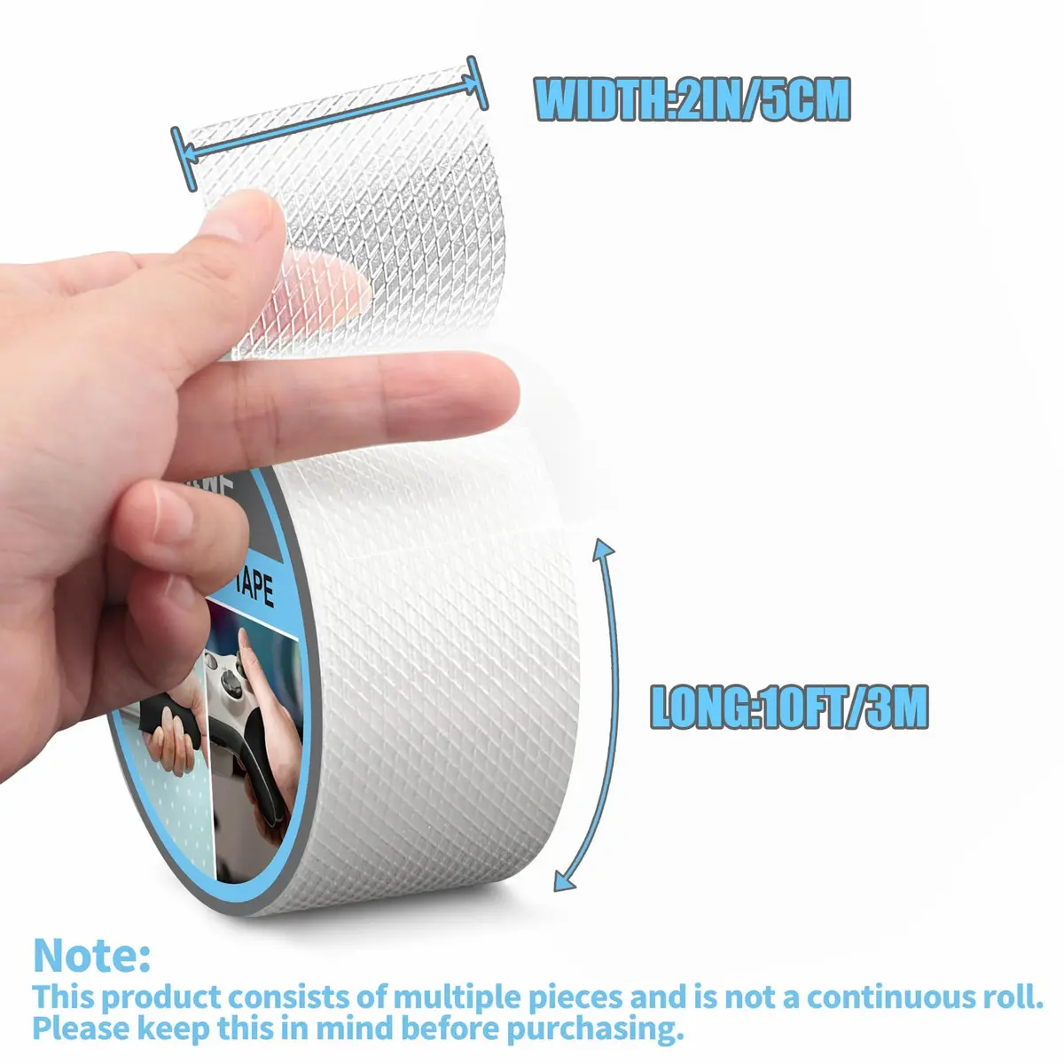 Yorwe Clear Rubber Grip Tape for Handles & Tools 5cm (2In) x 3m (10Ft) | Non-Slip, Waterproof, Heat-Resistant - view 2