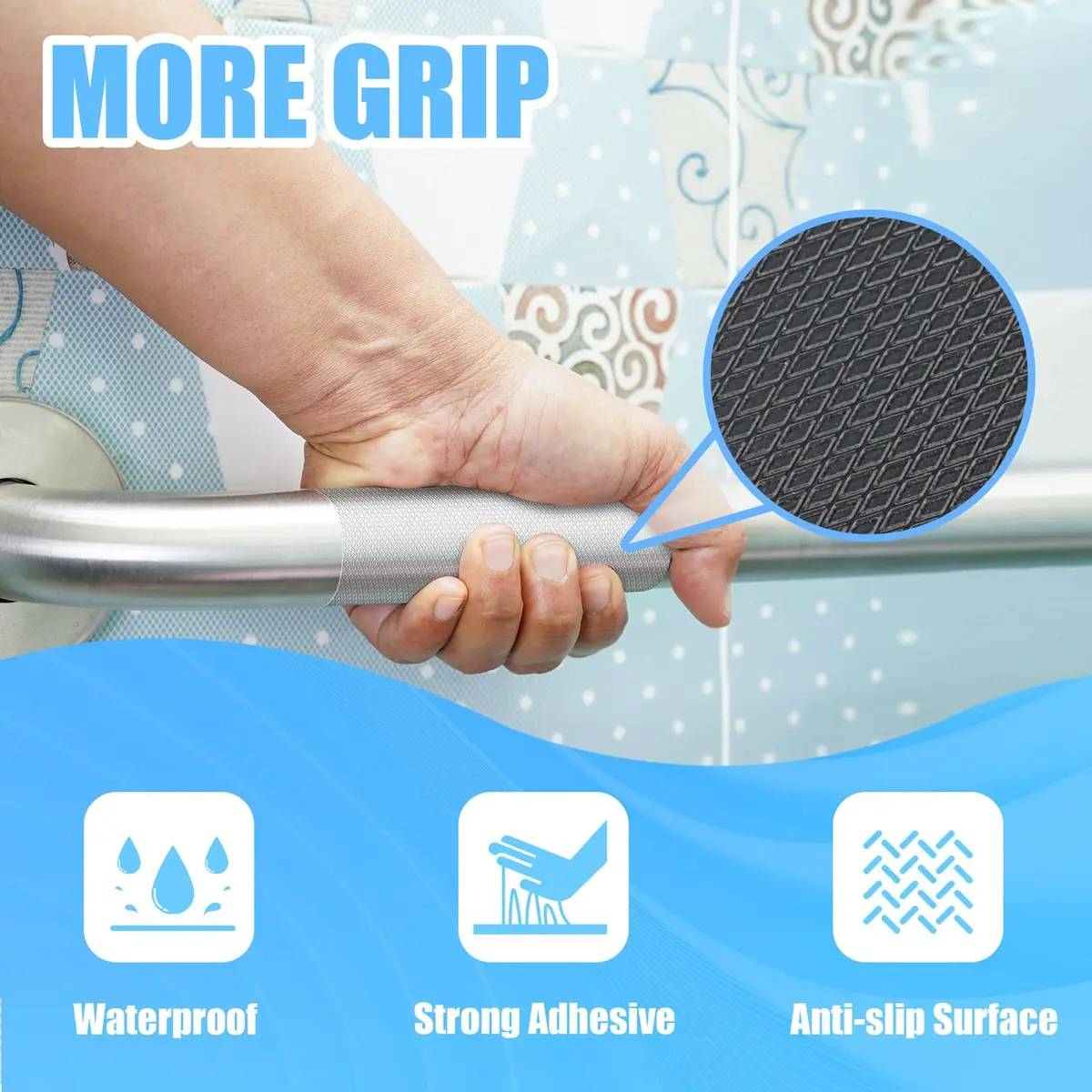 Yorwe Clear Rubber Grip Tape for Handles & Tools 5cm (2In) x 3m (10Ft) | Non-Slip, Waterproof, Heat-Resistant - view 3