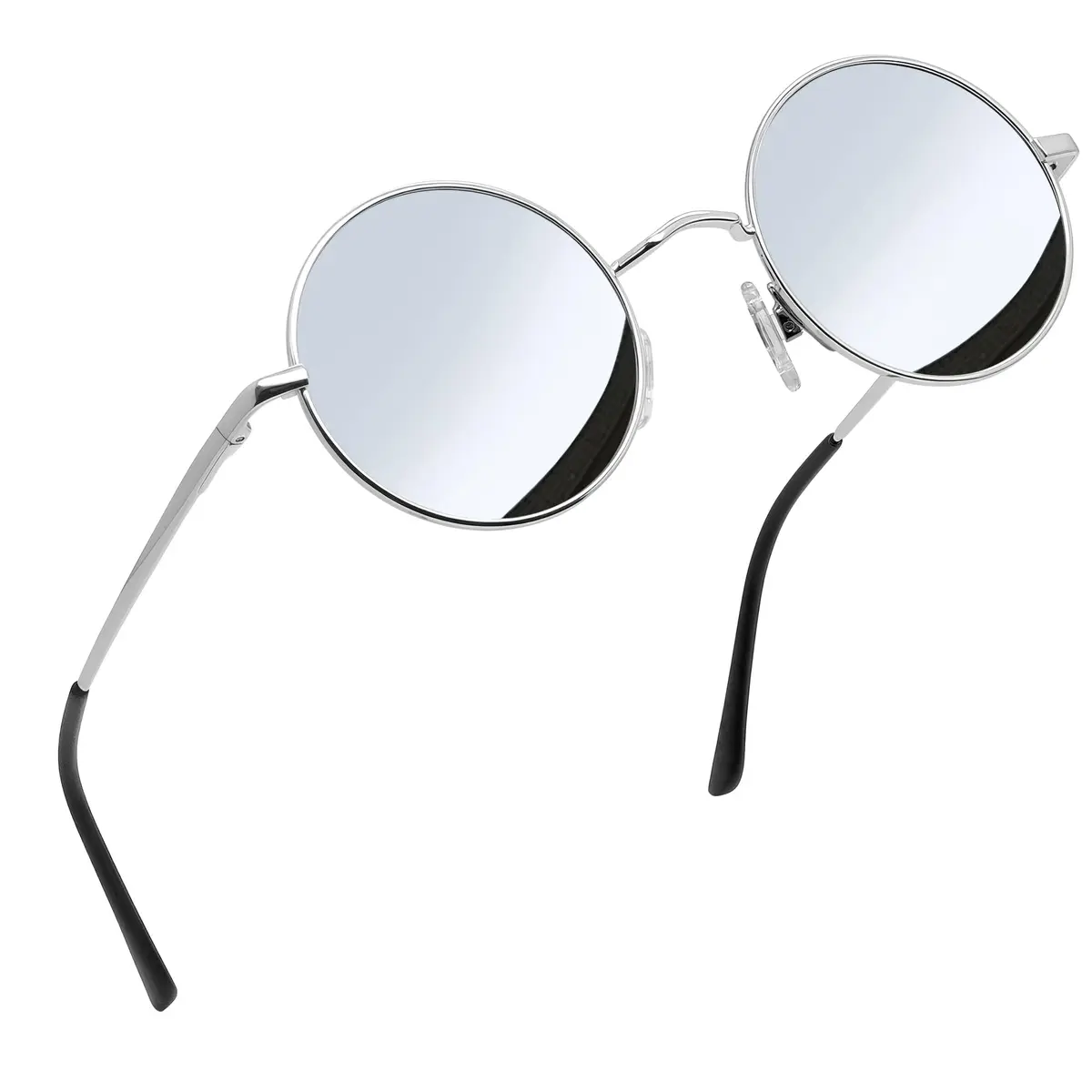 Joopin Small Round Silver Sunglasses Reflective UV400 Polarized Shades for Men Women - main product image