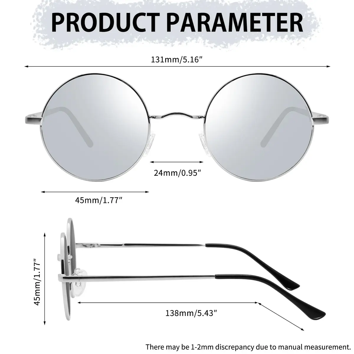 Joopin Small Round Silver Sunglasses Reflective UV400 Polarized Shades for Men Women - view 5