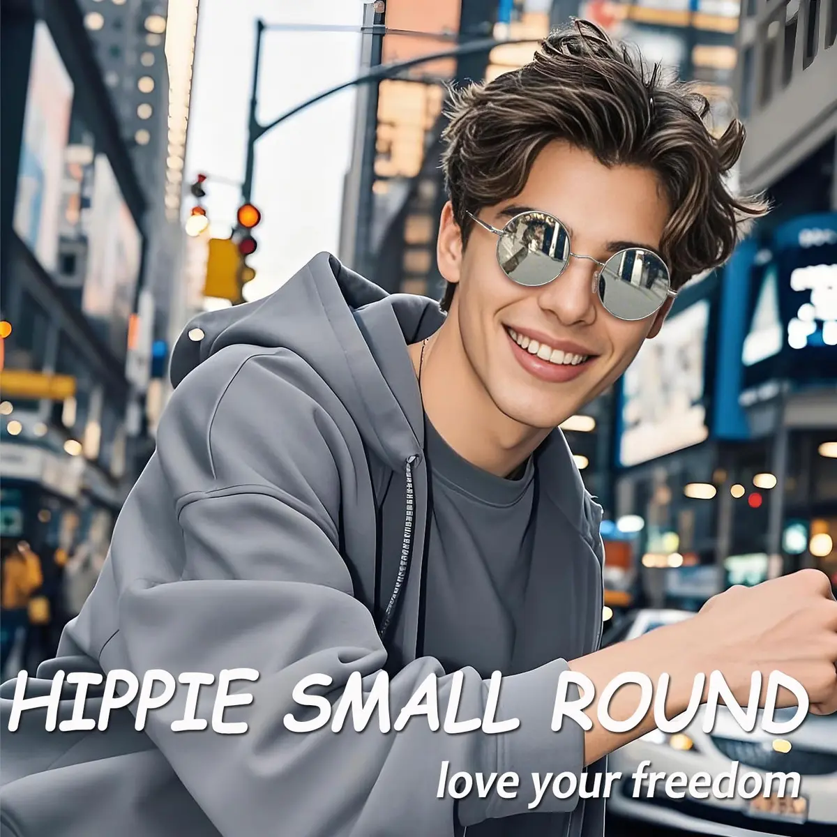 Joopin Small Round Silver Sunglasses Reflective UV400 Polarized Shades for Men Women - view 2