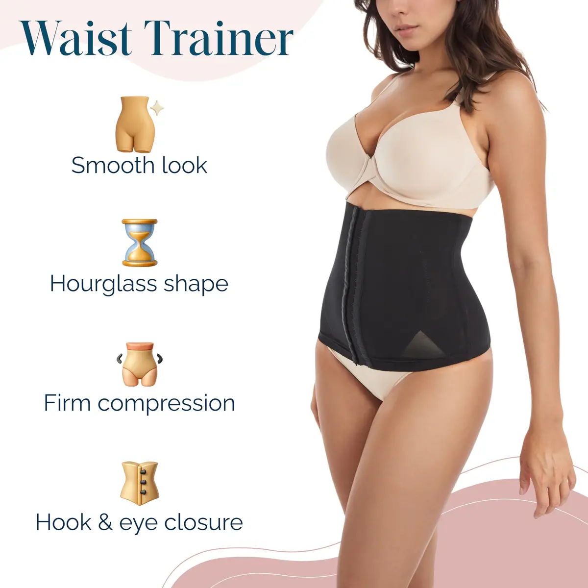 Voluptuosa Women's Waist Trainer Shapewear Black | Ultra-Firm Hourglass Corset - view 2