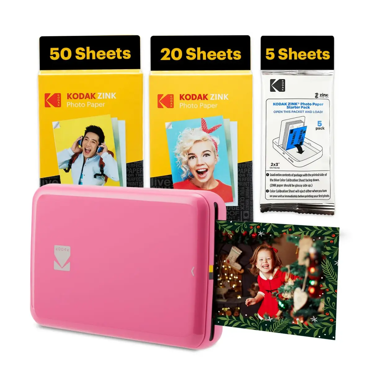 Kodak Step Instant Smartphone Photo Printer - 75 Sheets Bundle, Pink | Bluetooth & NFC Connectivity - main product image
