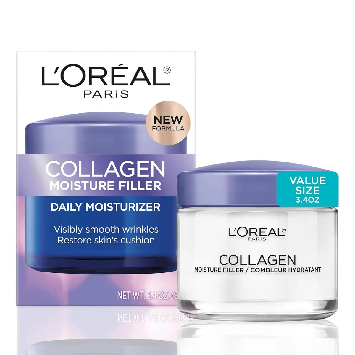 L'Oreal Paris Collagen Moisture Filler Face Cream 94.4g (3.4 Oz) | Hydrates for 48 Hours - main product image