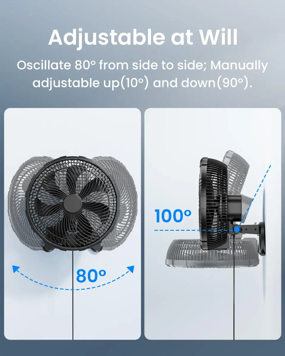 Koonie 12-Inch Wall Mount Fan with Timer & Remote | 35dB Quiet Operation, 2.54 kg (5.66 lb) - view 5