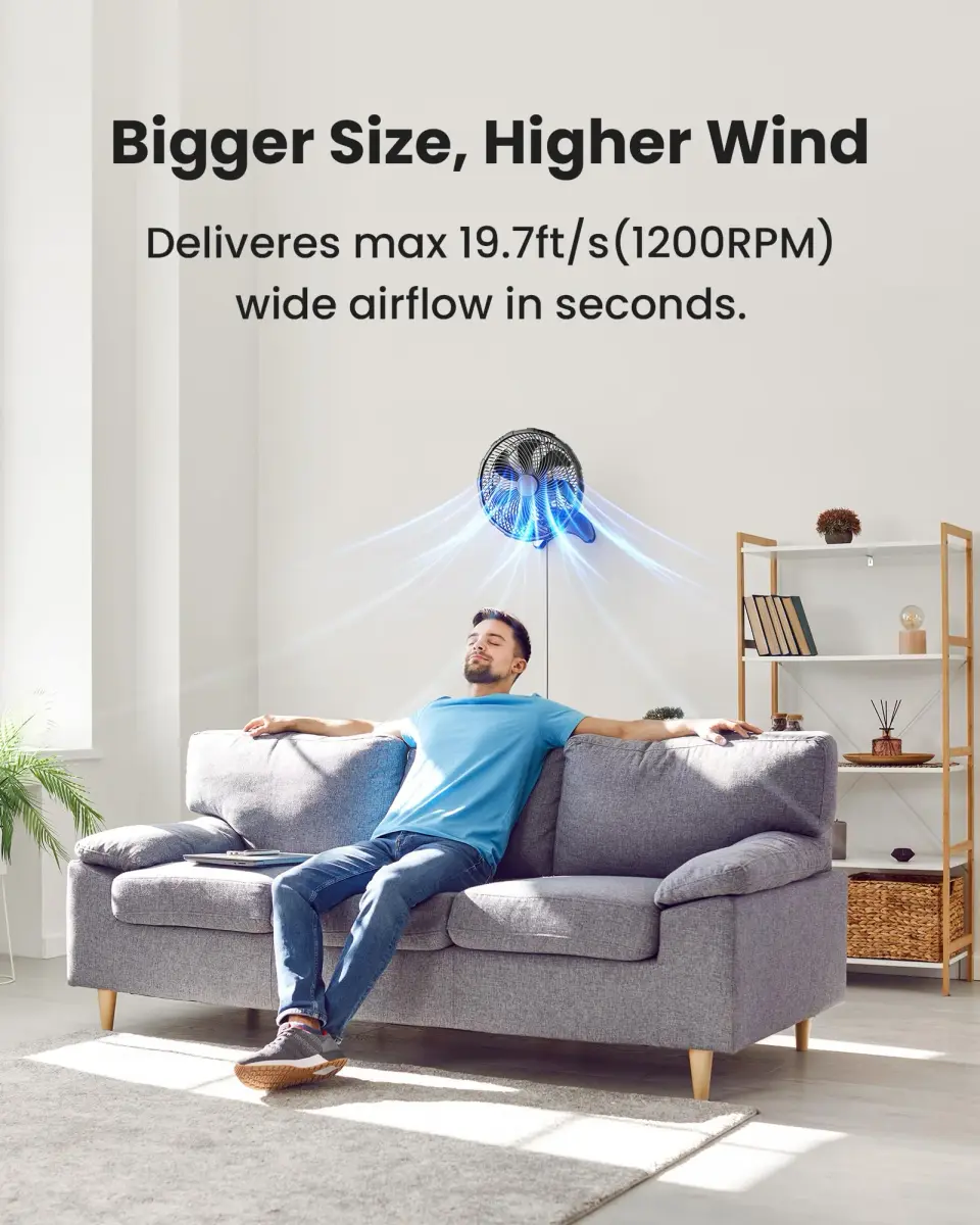 Koonie 12-Inch Wall Mount Fan with Timer & Remote | 35dB Quiet Operation, 2.54 kg (5.66 lb) - view 2