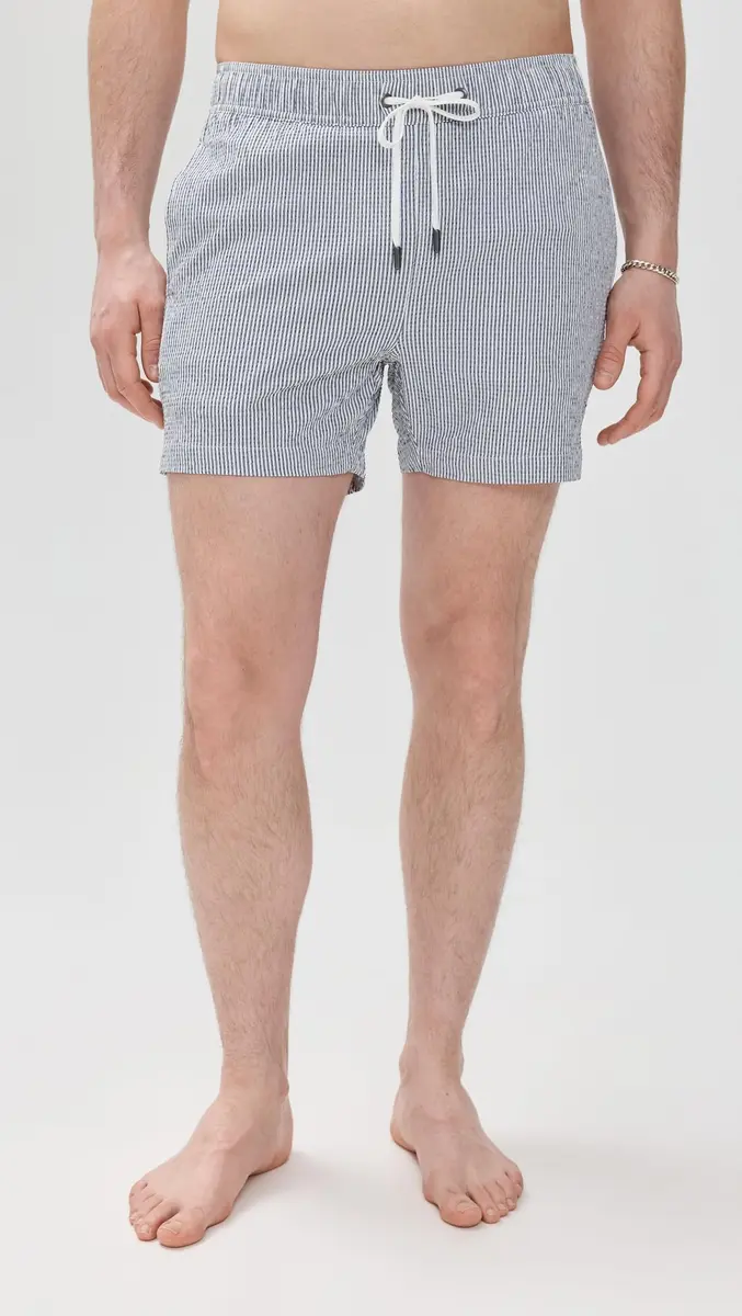 Onia Men's Standard Charles 5" Swim Trunk, DEEP Navy/White | Quick-Dry Cotton Nylon Blend - view 2