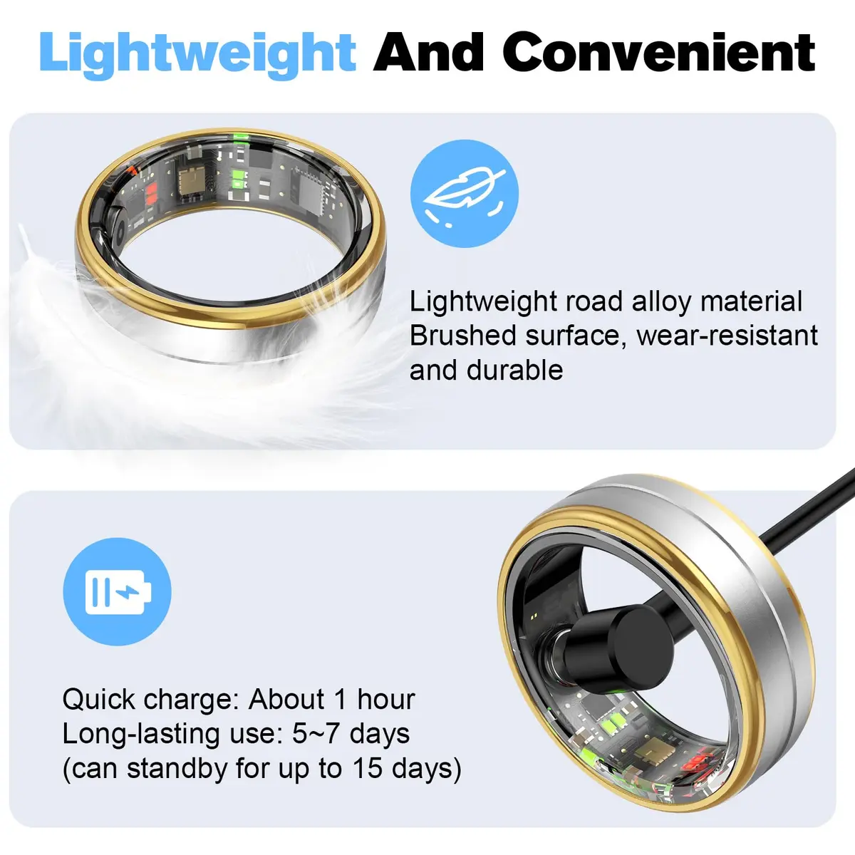 MagLoop Smart Ring Health Tracker for Men/Women | Sleep & Heart Rate Monitor, Waterproof, Fast Charging, Long-Lasting (Silver,10) - view 6