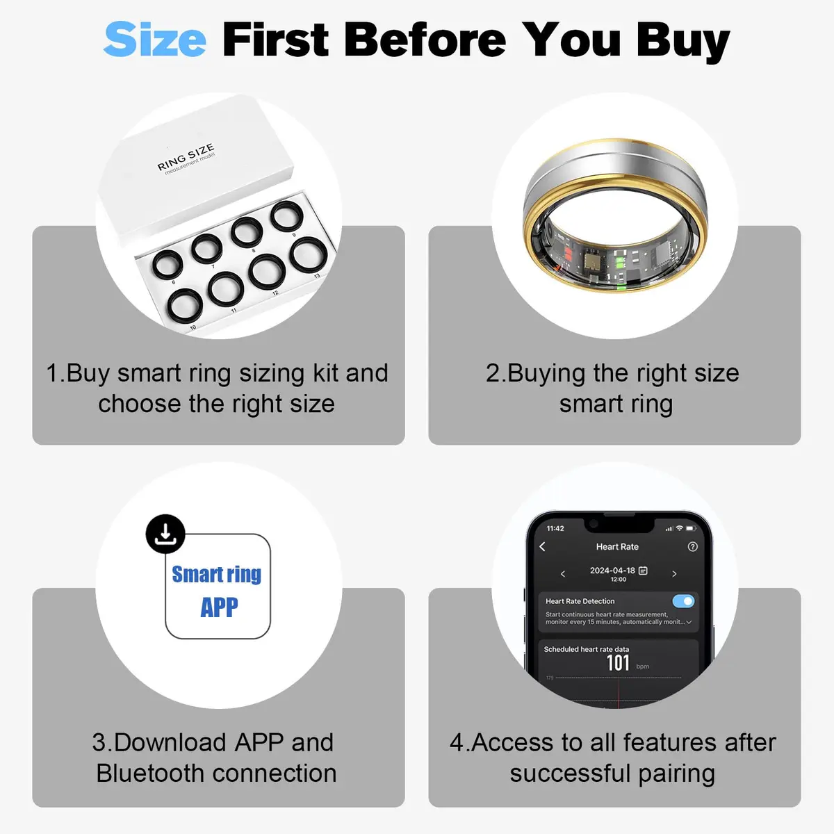 MagLoop Smart Ring Health Tracker for Men/Women | Sleep & Heart Rate Monitor, Waterproof, Fast Charging, Long-Lasting (Silver,10) - view 7