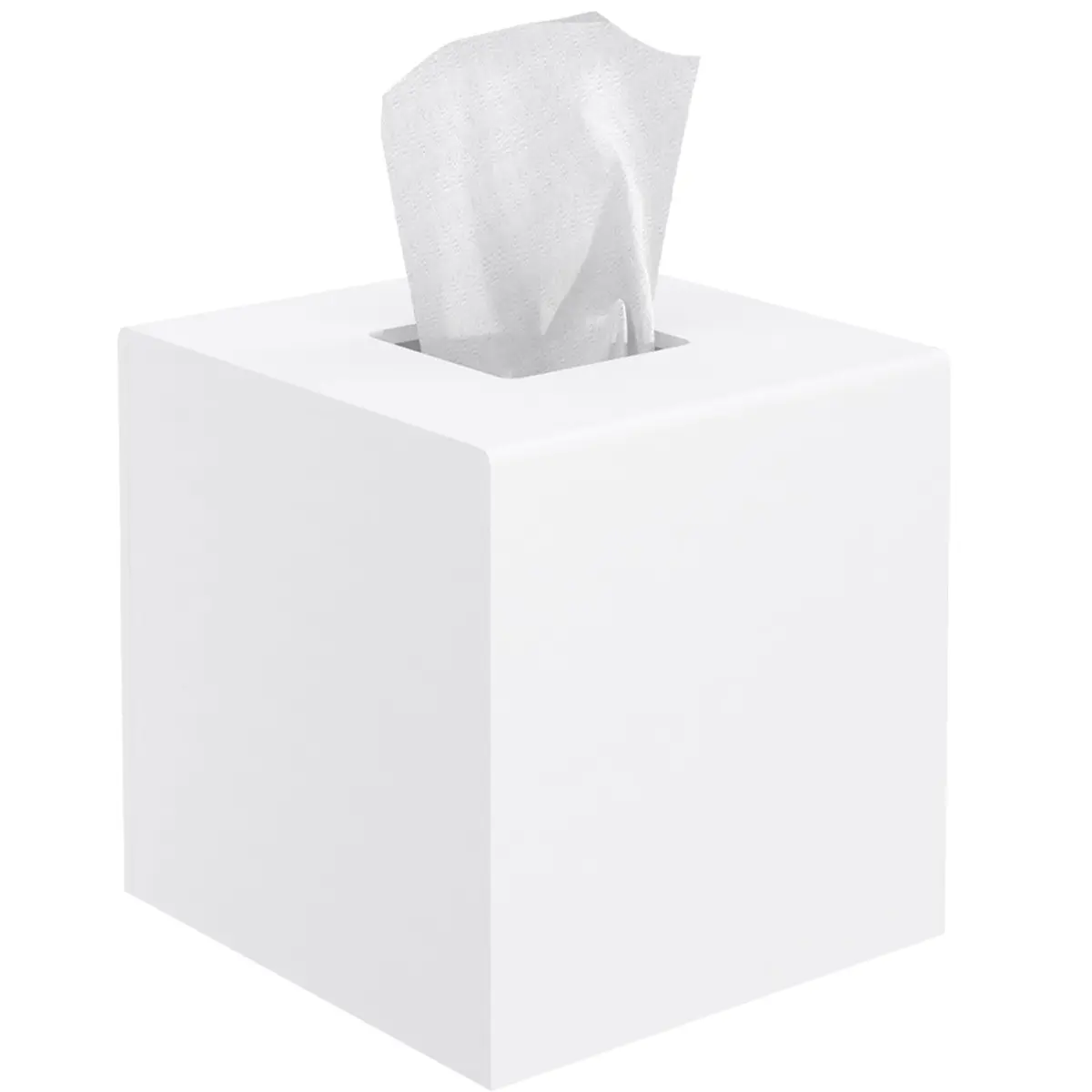 PITBVO Matte White Square Acrylic Tissue Box Cover 14cm (5.5") | Premium 5MM Acrylic for Home & Office - main product image