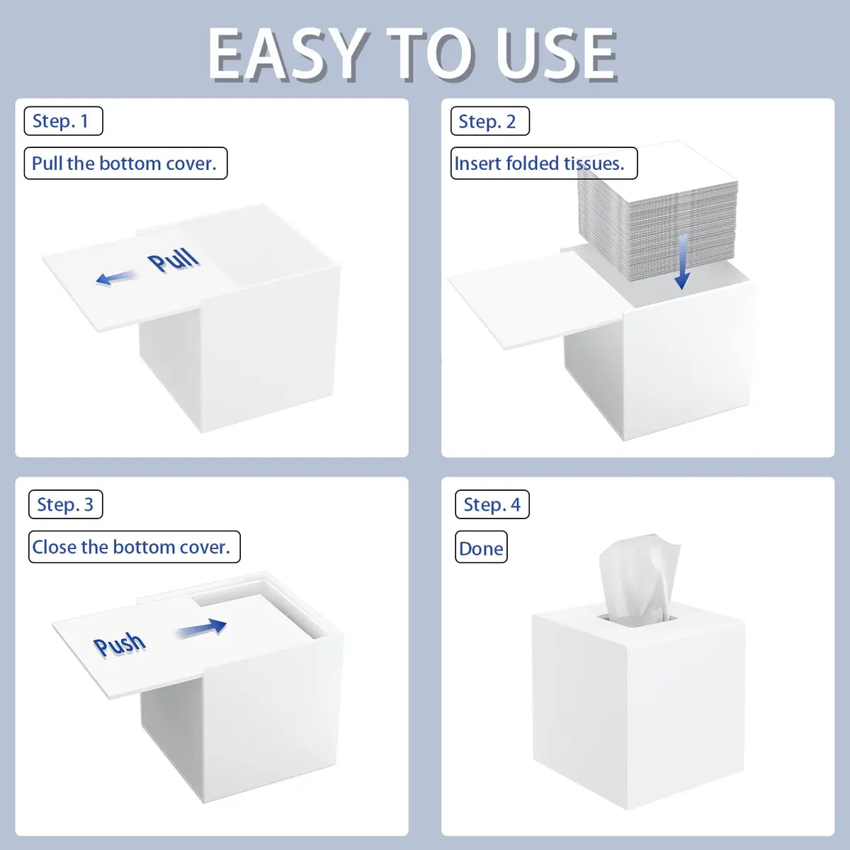 PITBVO Matte White Square Acrylic Tissue Box Cover 14cm (5.5") | Premium 5MM Acrylic for Home & Office - view 5