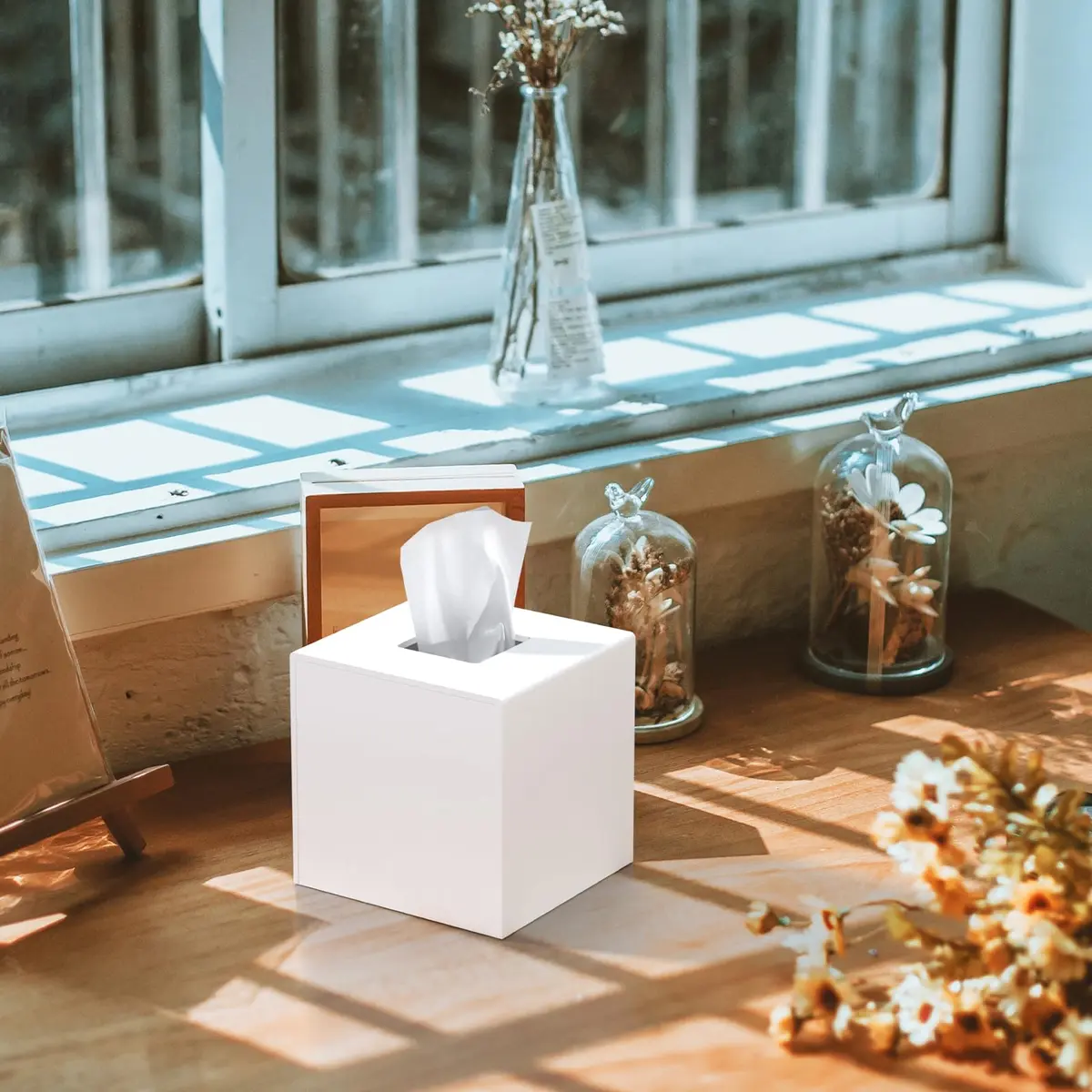 PITBVO Matte White Square Acrylic Tissue Box Cover 14cm (5.5") | Premium 5MM Acrylic for Home & Office - view 7