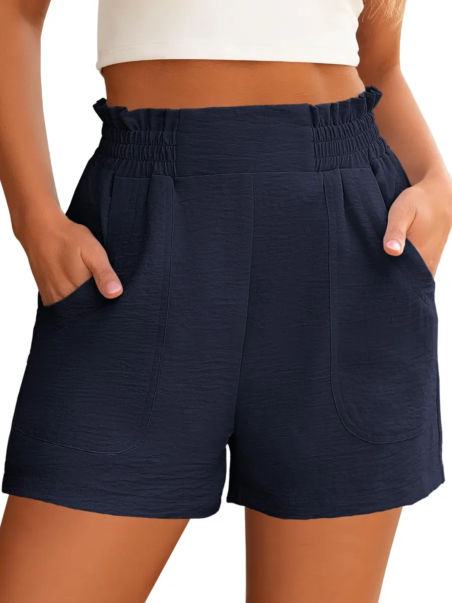 ANRABESS Shorts for Women Summer Casual High Waisted Wide Leg Navy | Comfortable & Stylish Fit - main product image