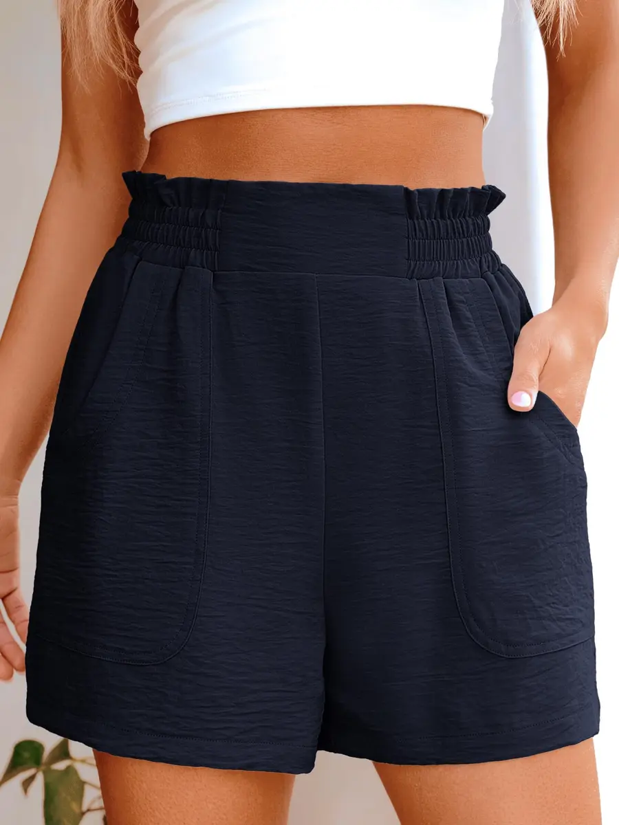 ANRABESS Shorts for Women Summer Casual High Waisted Wide Leg Navy | Comfortable & Stylish Fit - view 2