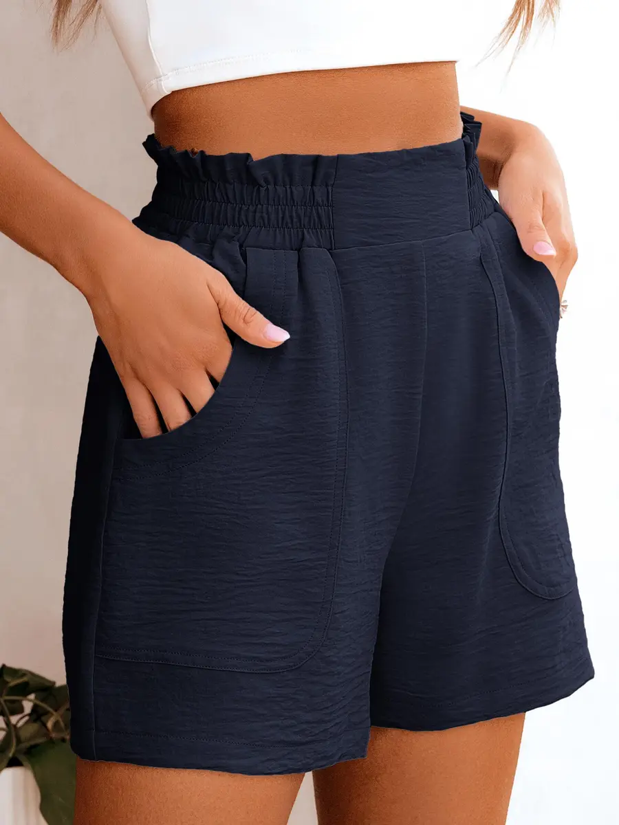 ANRABESS Shorts for Women Summer Casual High Waisted Wide Leg Navy | Comfortable & Stylish Fit - view 3