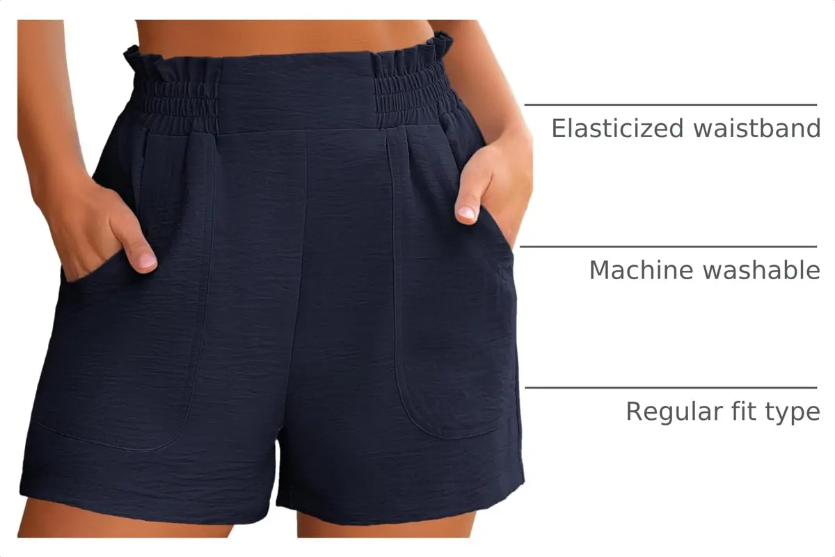ANRABESS Shorts for Women Summer Casual High Waisted Wide Leg Navy | Comfortable & Stylish Fit - view 4