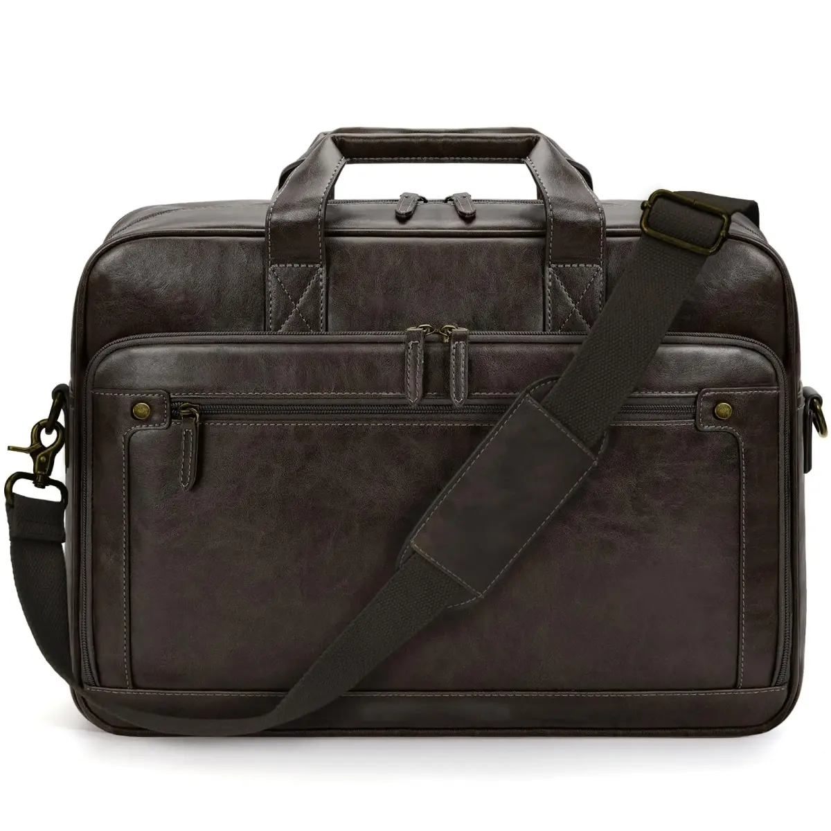 RAINSMORE Men's Leather Laptop Briefcase 16 Inch Vintage Messenger Bag | Water Resistant, Detachable Strap, 40.4 cm (15.9 in) - view 8