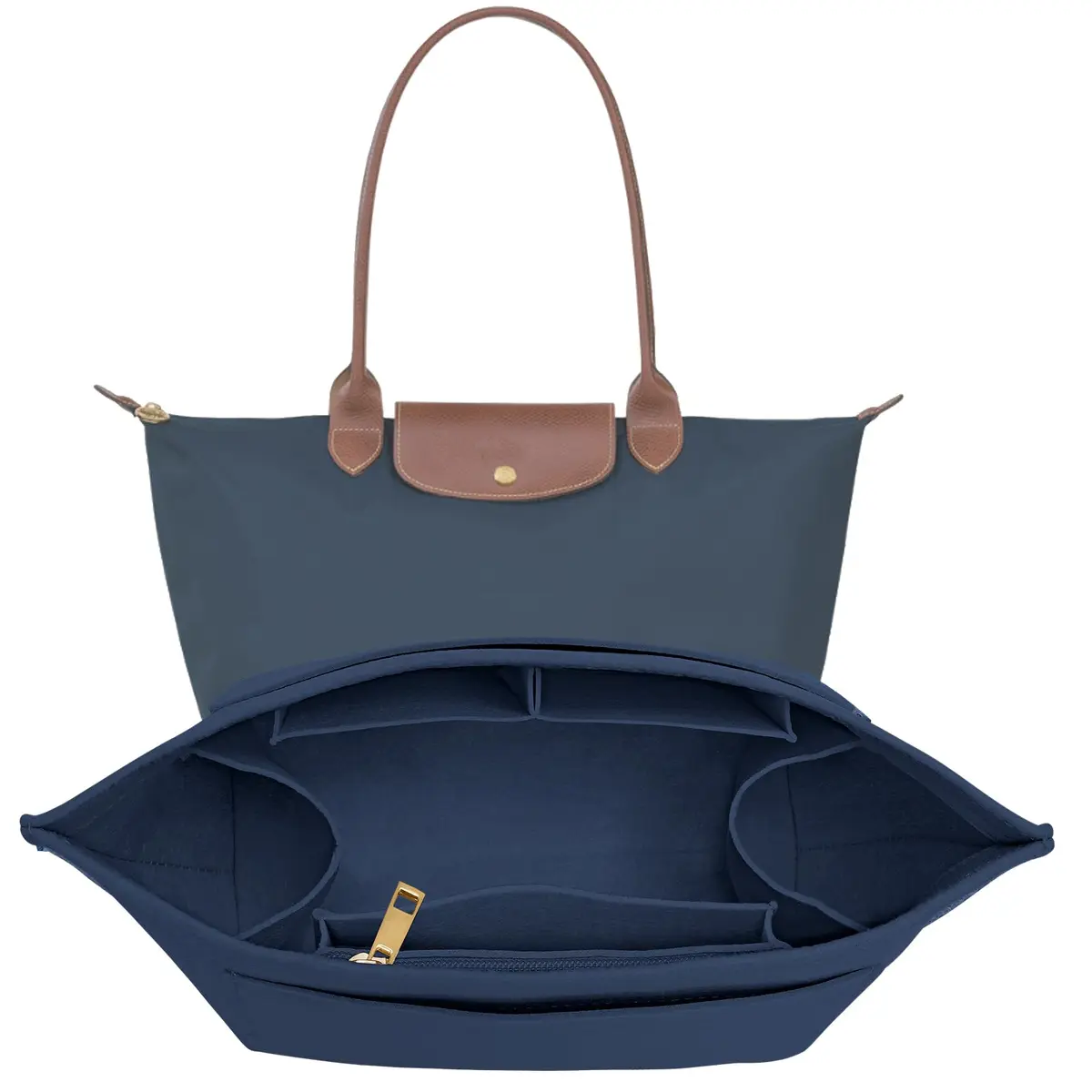 LOUKAYCCI Purse Organizer Insert for Longchamp Le Pliage L | Felt Tote Bag Organizer with 8 Compartments - main product image