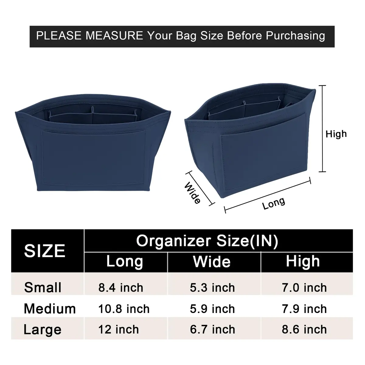 LOUKAYCCI Purse Organizer Insert for Longchamp Le Pliage L | Felt Tote Bag Organizer with 8 Compartments - view 2