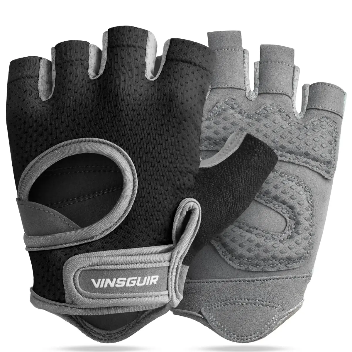 VINSGUIR Workout Gloves - Black/Gray, Medium Size for Men & Women Weightlifting - main product image