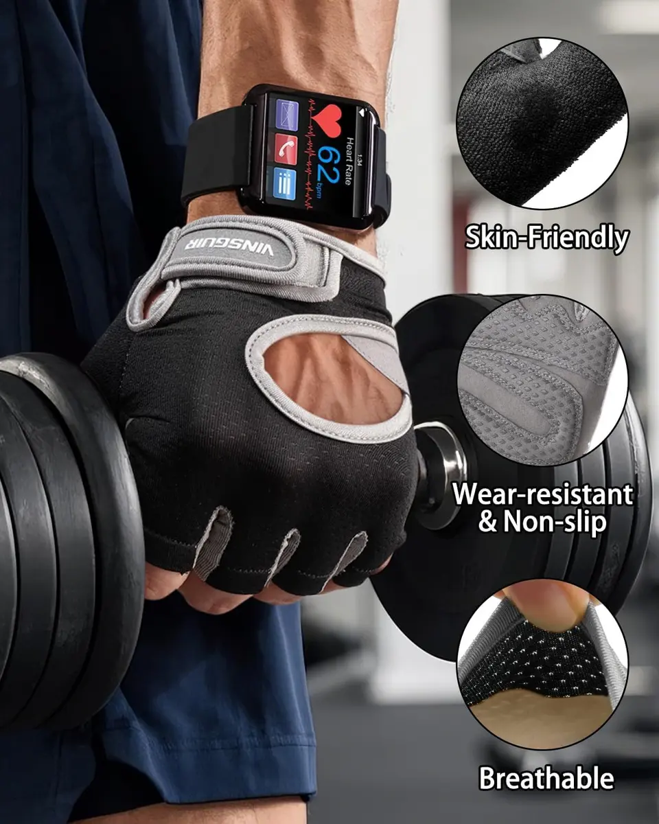VINSGUIR Workout Gloves for Women and Men | Breathable & Padded Weight Lifting Gloves - view 5