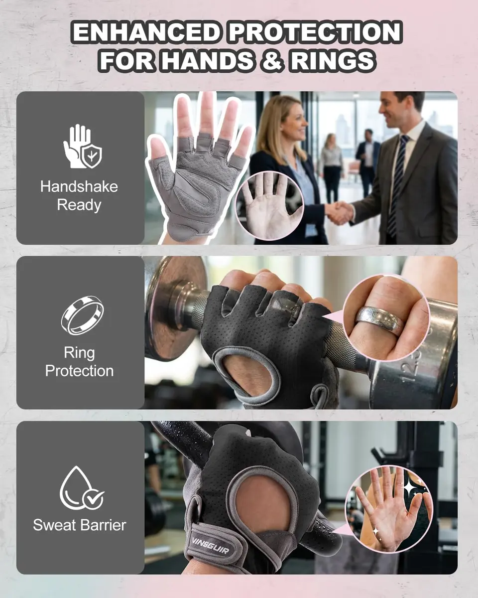 VINSGUIR Workout Gloves for Women and Men | Breathable Weight Lifting Gloves for Gym Exercise, Fitness, Training, Cycling - view 7