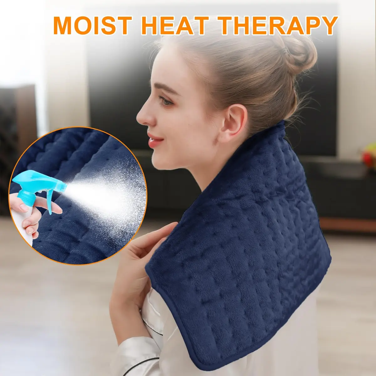 Deepsoon Electric Heating Pad for Back 24x12 Inch Navy Blue | Fast Heat & Auto Shut-Off - view 4
