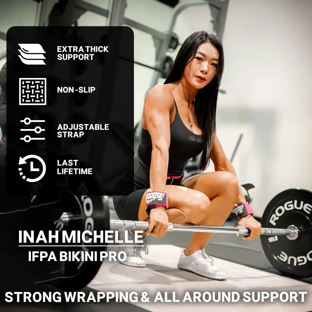 Schiek Pink Wearable Weightlifting Hooks | Heavy Support & Snug Fit (2.5" Wide) - view 2