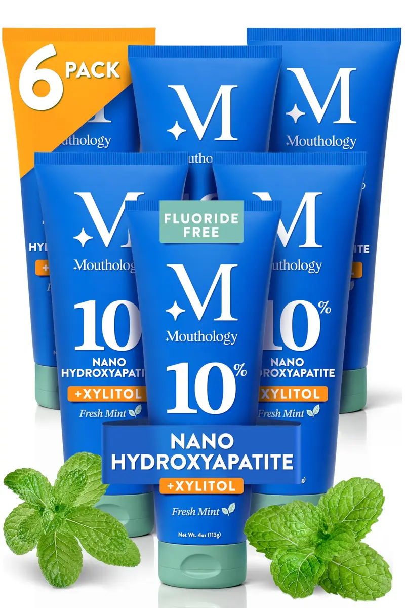 Mouthology 10% Nano Hydroxyapatite Toothpaste Fresh Mint 24oz (810g) | Dentist-Recommended Fluoride-Free Enamel Care - main product image
