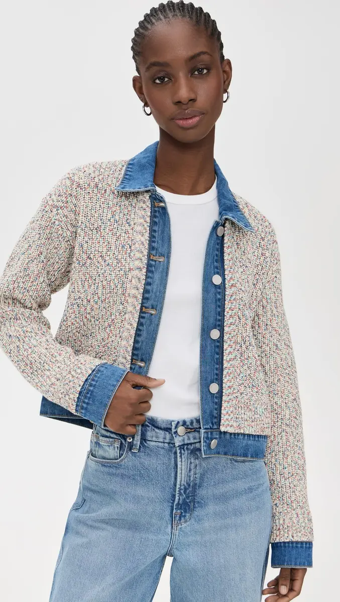 [BLANKNYC] Women's Happy Place Sweater, Multi Color, M | Ribbed Mock Neck, Asymmetrical Fold, Cotton Blend - view 2