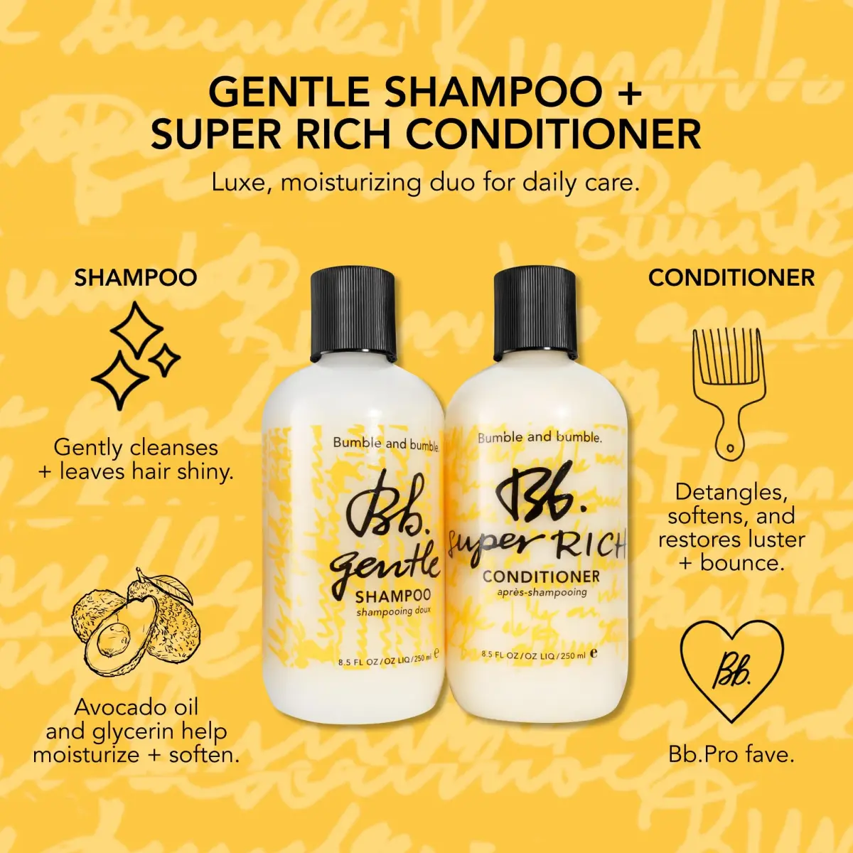 Bumble and bumble. Gentle Shampoo + Super Rich Conditioner + Grooming Cream Set | 21.95 Fl Oz (650 ml) | Adds Moisture + Shine - view 3