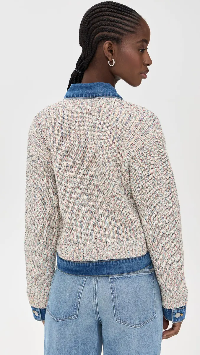 [BLANKNYC] Women's Happy Place Sweater, Multi Color, L | Ribbed Mock Neck, Cotton Blend, Casual Comfort - view 3