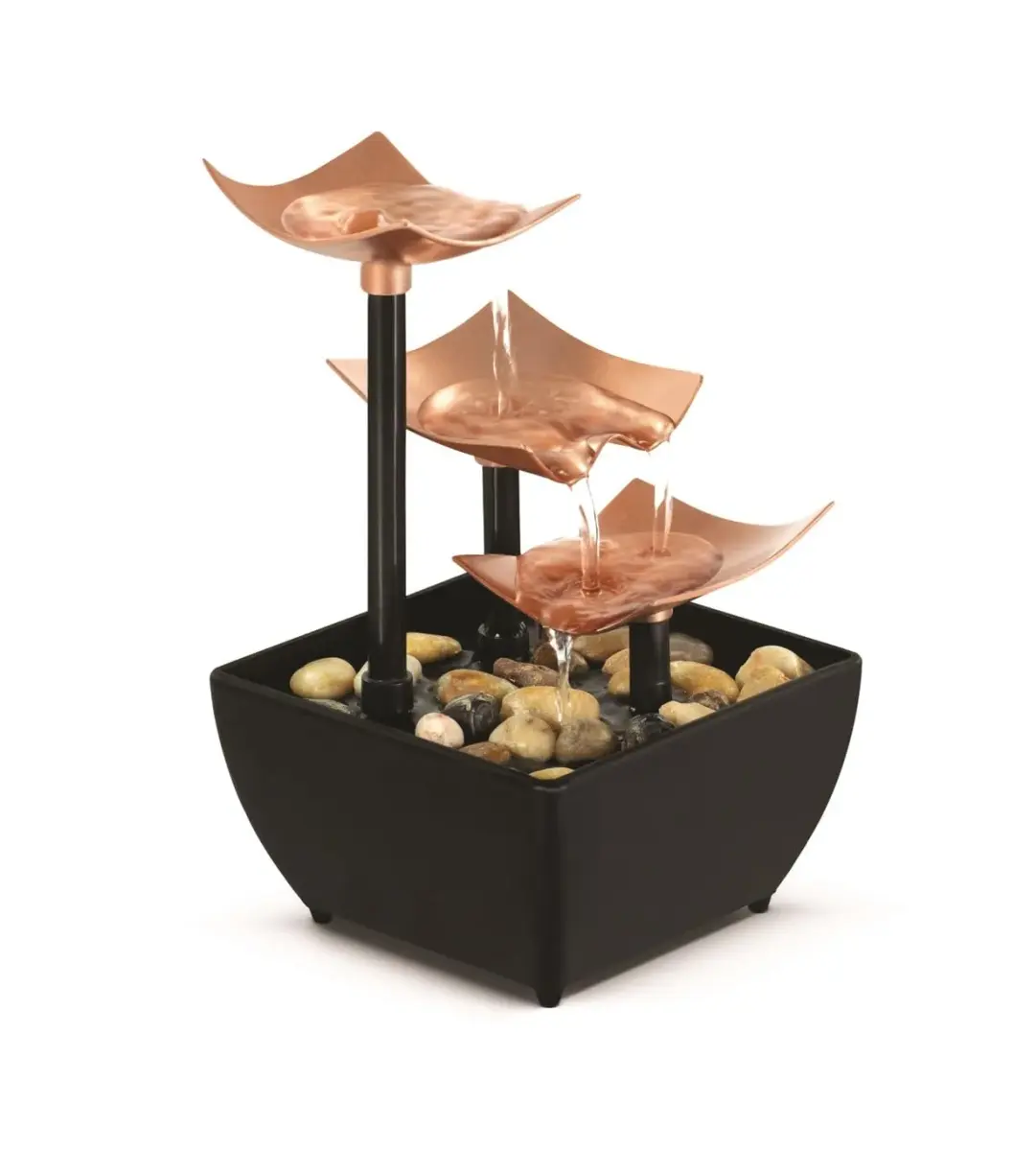 Homedics 3 Tier Tabletop Waterfall Fountain with Natural River Rocks & Quiet Pump | 24.3 cm (9.57 in) Height - main product image
