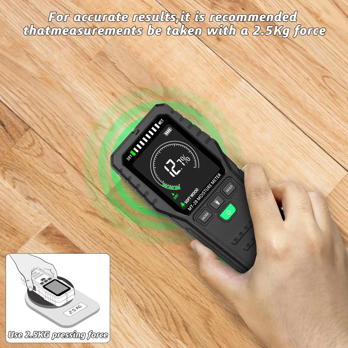 RDINSCOS Pinless Moisture Meter for Wood & Wall | 4 Modes, Non-Invasive, Color LCD Screen - view 5