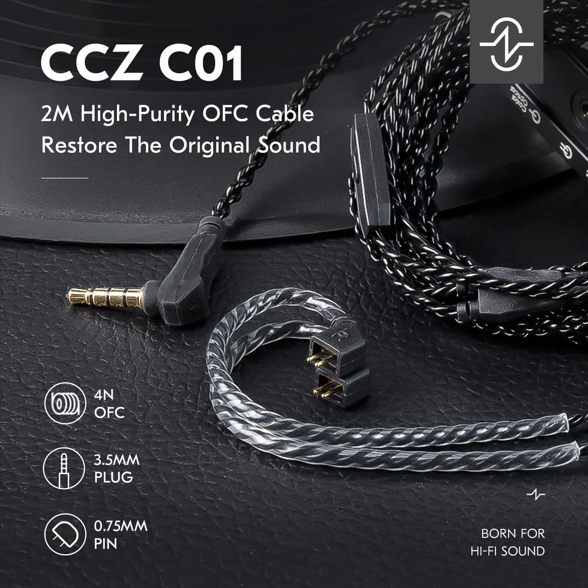 H HIFIHEAR KZ ZSN PRO Earphone Upgraded Cable 2M | 4N OFC Braided Twisted Replacement Wire - view 2