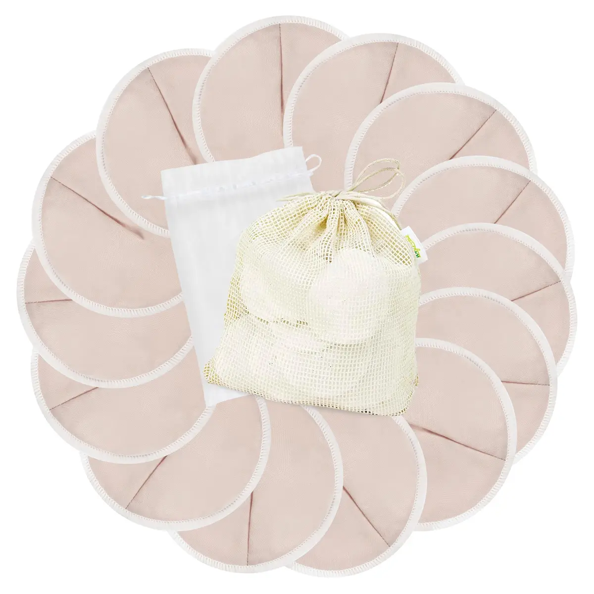 wegreeco Nursing Breast Pads Large 14 Count (4.7 inch) | Soft, Breathable, Leak-Free Washable Reusable Pads with Laundry & Storage Bags - main product image