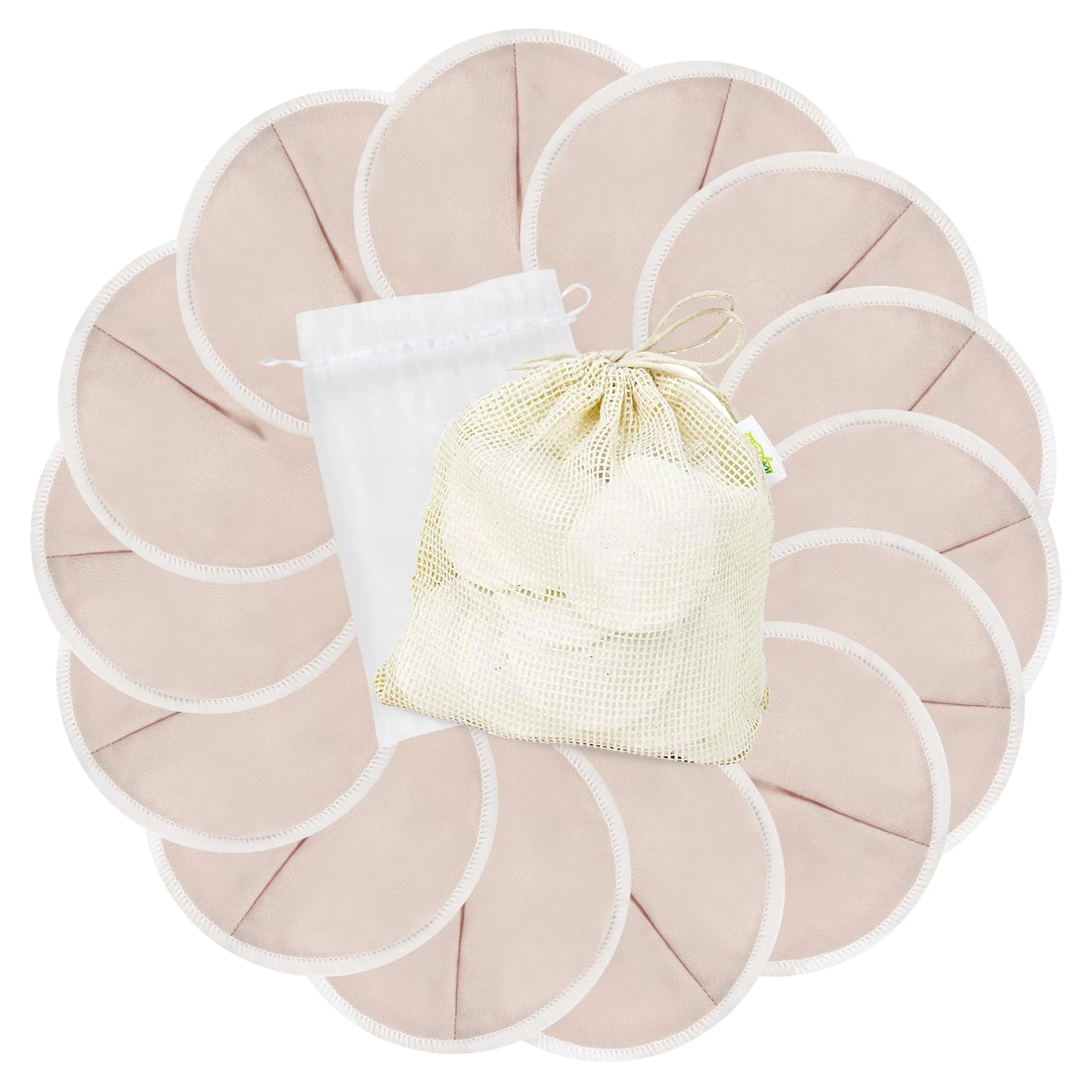 wegreeco Washable Nursing Breast Pads (14 Pack) with Laundry & Storage Bags, Large Contoured Shape | Soft, Absorbent, Leak-Free for New Moms - main product image