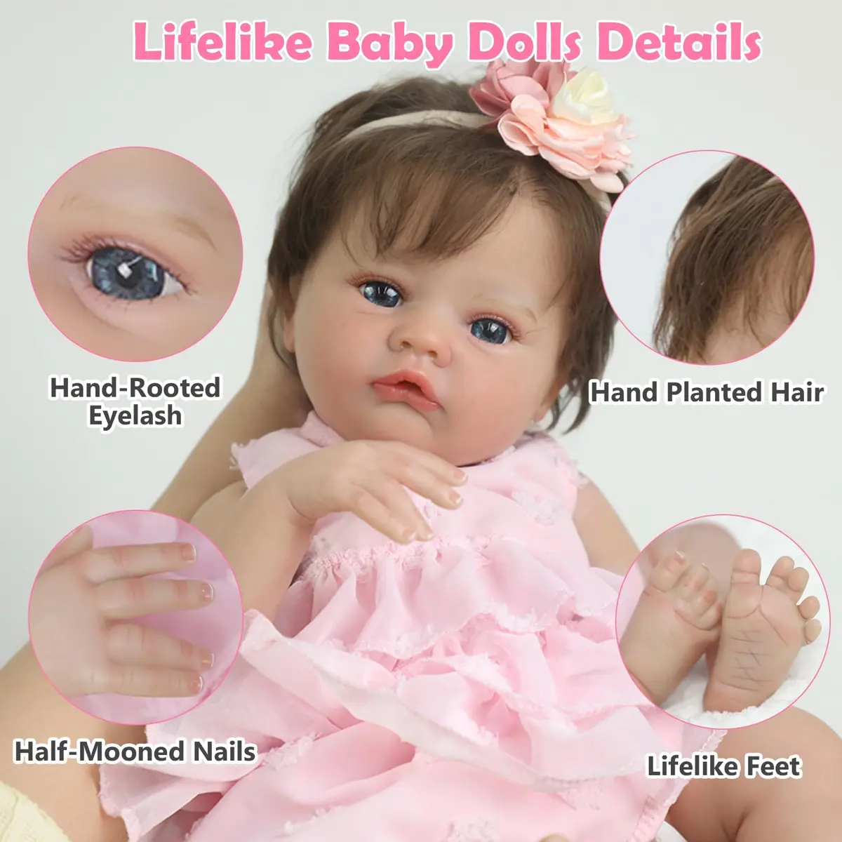 SCOM 20 Inch Reborn Baby Doll Girl | Realistic Newborn Baby Toy for Kids 3+ - view 5