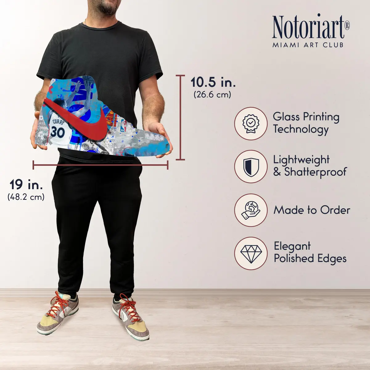 NotoriArt Retro Sneaker Acrylic Wall Art Die-Cut 19" x 10.5" | Street Art Sneaker Shape - view 6