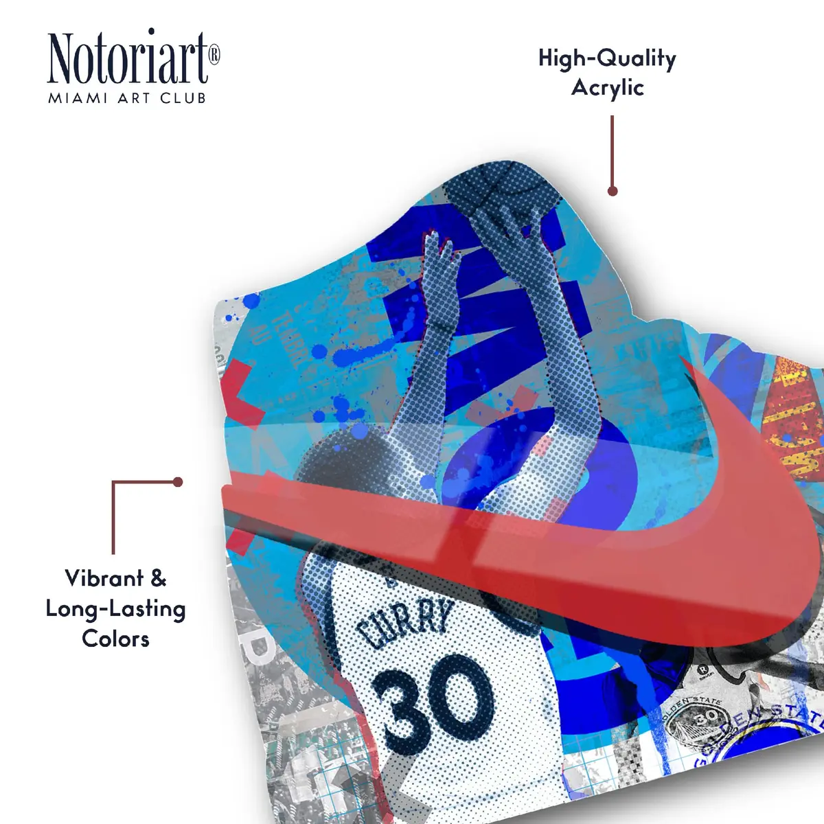 NotoriArt Retro Sneaker Acrylic Wall Art Die-Cut 19" x 10.5" | Street Art Sneaker Shape - view 3
