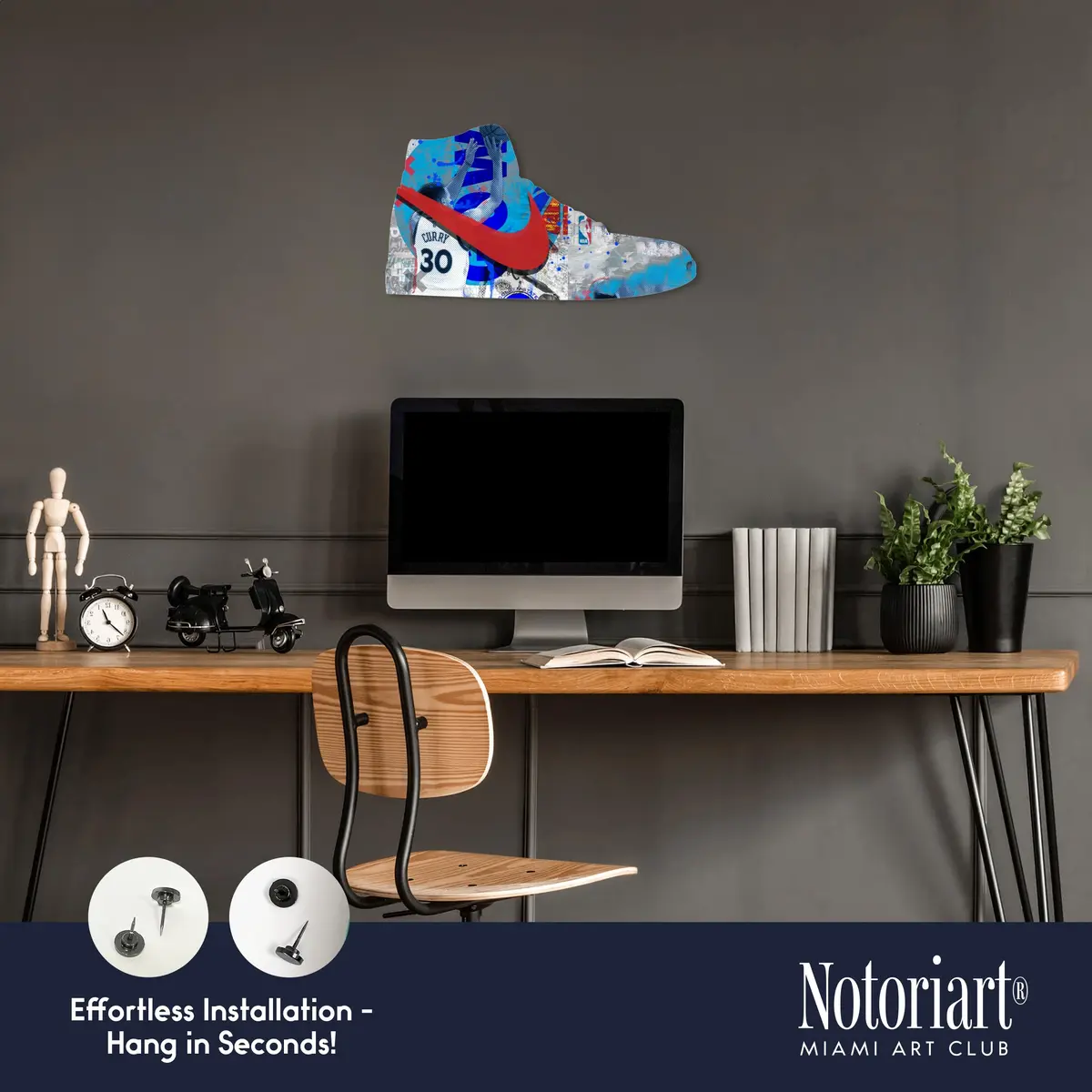 NotoriArt Retro Sneaker Acrylic Wall Art Die-Cut 19" x 10.5" | Street Art Sneaker Shape - view 4