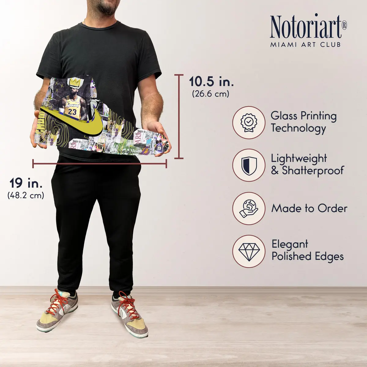 NotoriArt Retro Sneaker Acrylic Wall Art Die-Cut 19" x 10.5" | King Sneaker Shape, Vibrant Graffiti - view 6