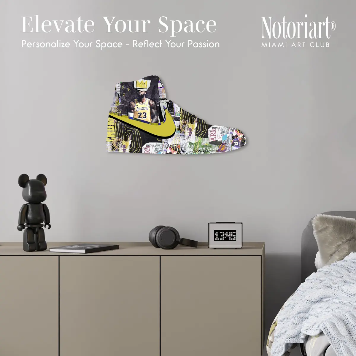 NotoriArt Retro Sneaker Acrylic Wall Art Die-Cut 19" x 10.5" | King Sneaker Shape, Vibrant Graffiti - view 2