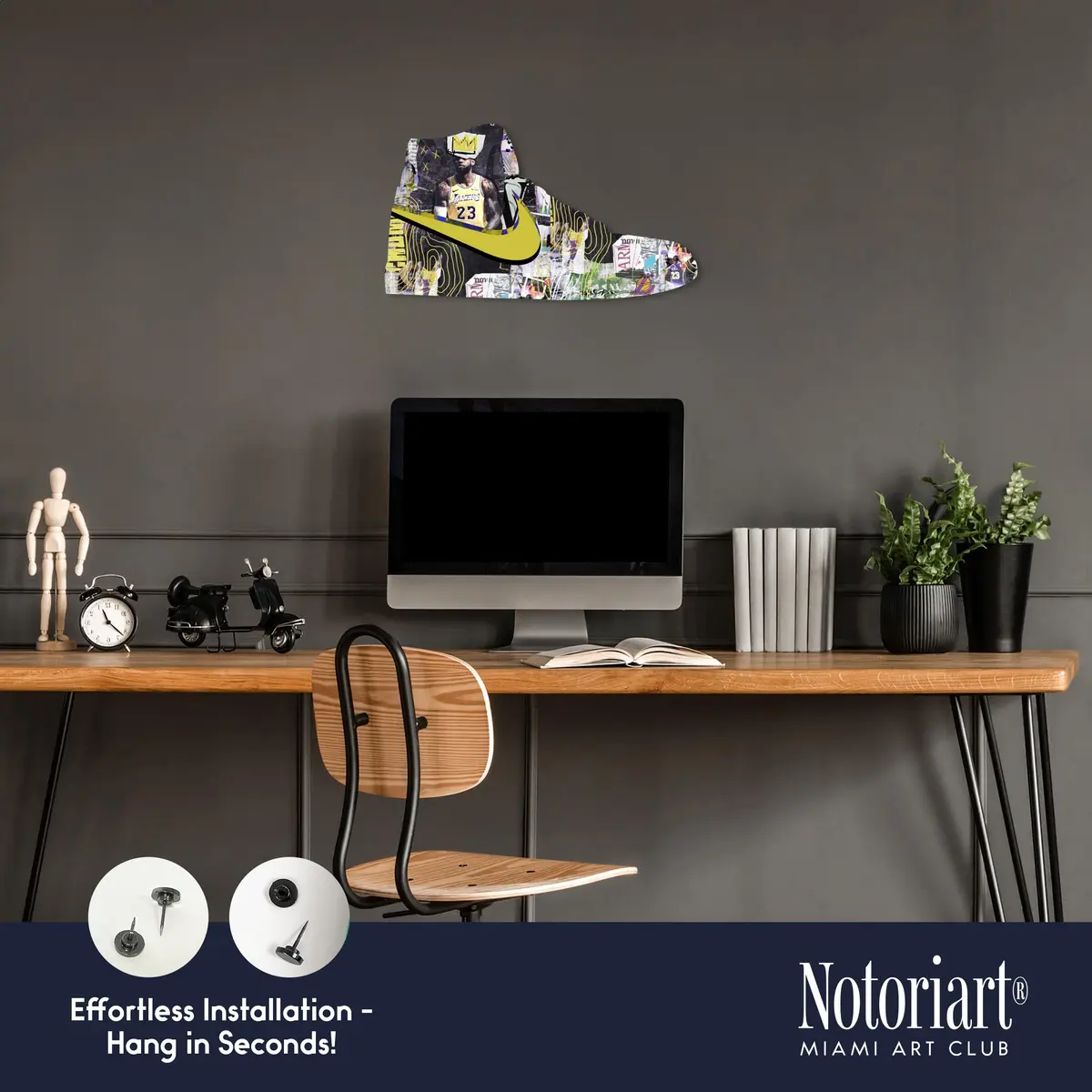 NotoriArt Retro Sneaker Acrylic Wall Art Die-Cut 19" x 10.5" | King Sneaker Shape, Vibrant Graffiti - view 4