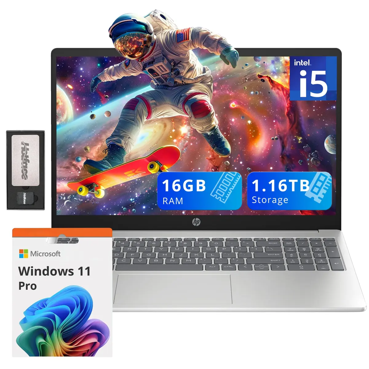 HP Pavilion Notebook 15.6" FHD IPS Anti-Glare Laptop, Intel i5-1235U, 16GB RAM, 1.16TB Storage, Windows 11 Pro, Silver - main product image