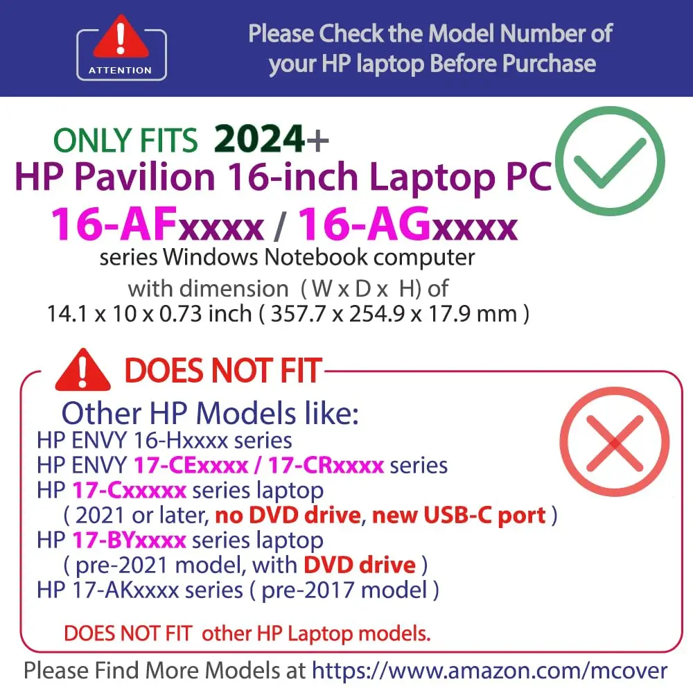 mCover Case ONLY for HP Pavilion 16-inch Laptop 2024+ | Clear Polycarbonate Shell (70-120 chars) - view 3