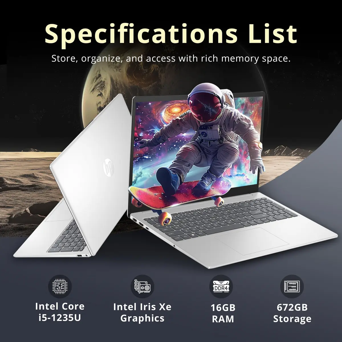 HP Pavilion 15.6" FHD IPS Anti-Glare Laptop, Intel i5-1235U, 16GB RAM, 672GB Storage - view 3