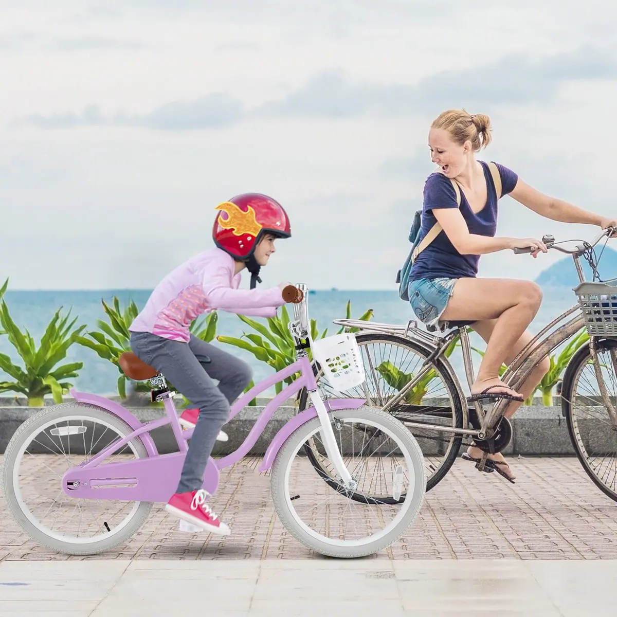 HONEY JOY Kids Bike, 20 Inch Purple | Fully Enclosed Chain, Adjustable Handlebar & Seat, Safe Dual Brake System - view 2
