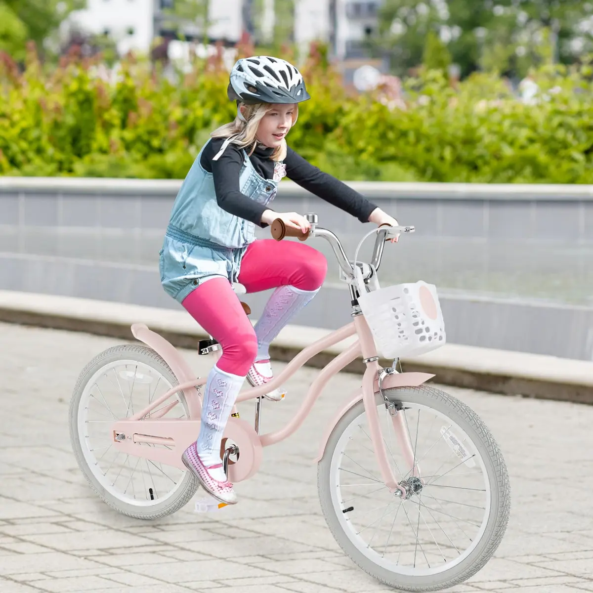 HONEY JOY Kids Bike, 20 Inch Pink | Adjustable Handlebar & Seat, Fully Enclosed Chain, Kids Bicycle for 8+ - view 7