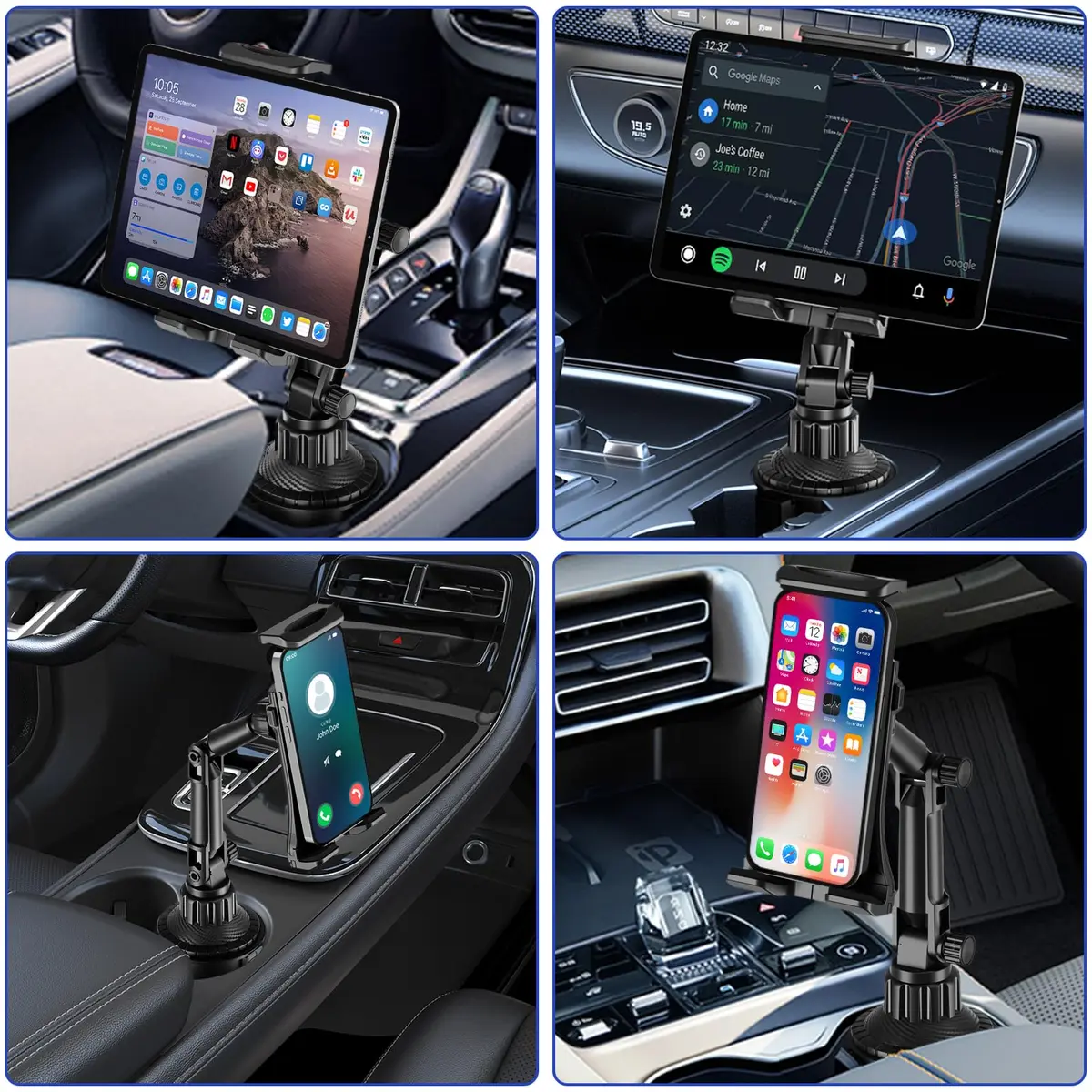 Aourxiv Car Cup Holder Phone & Tablet Mount | 8.7" Adjustable Arm, 4"-13" Device Compatibility - view 7